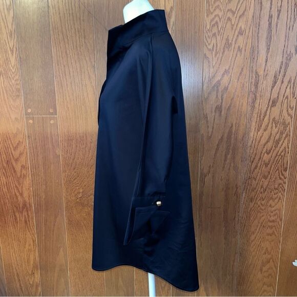 TUCKERNUCK Navy Willow Blouse Top EUC 3/4 Sleeves Pullover Cotton Poplin XS - Picture 3 of 8